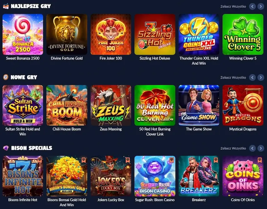Gry w Bison Casino